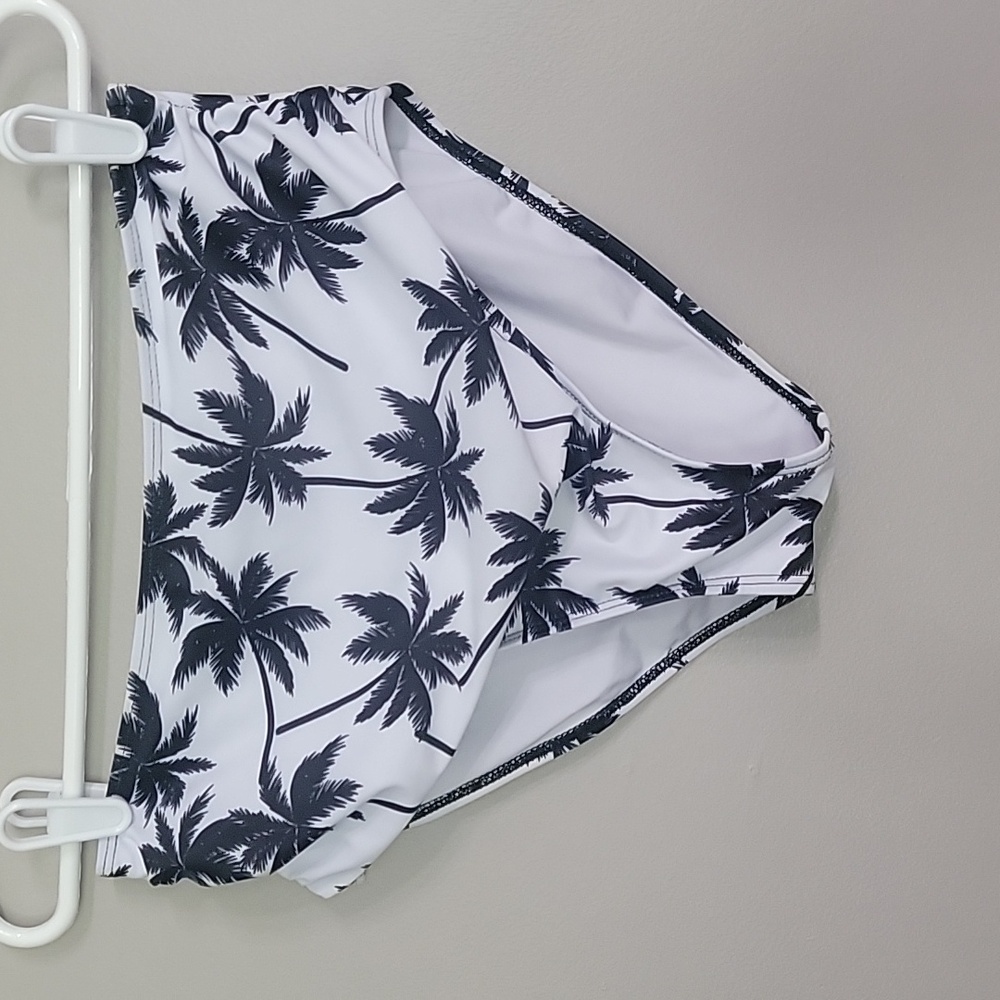 Beachsissi Black White Palm Tree Bikini Swim Suit Bottoms Size M